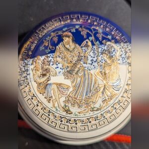 Elegant Blue and Gold Greek Trinket Box